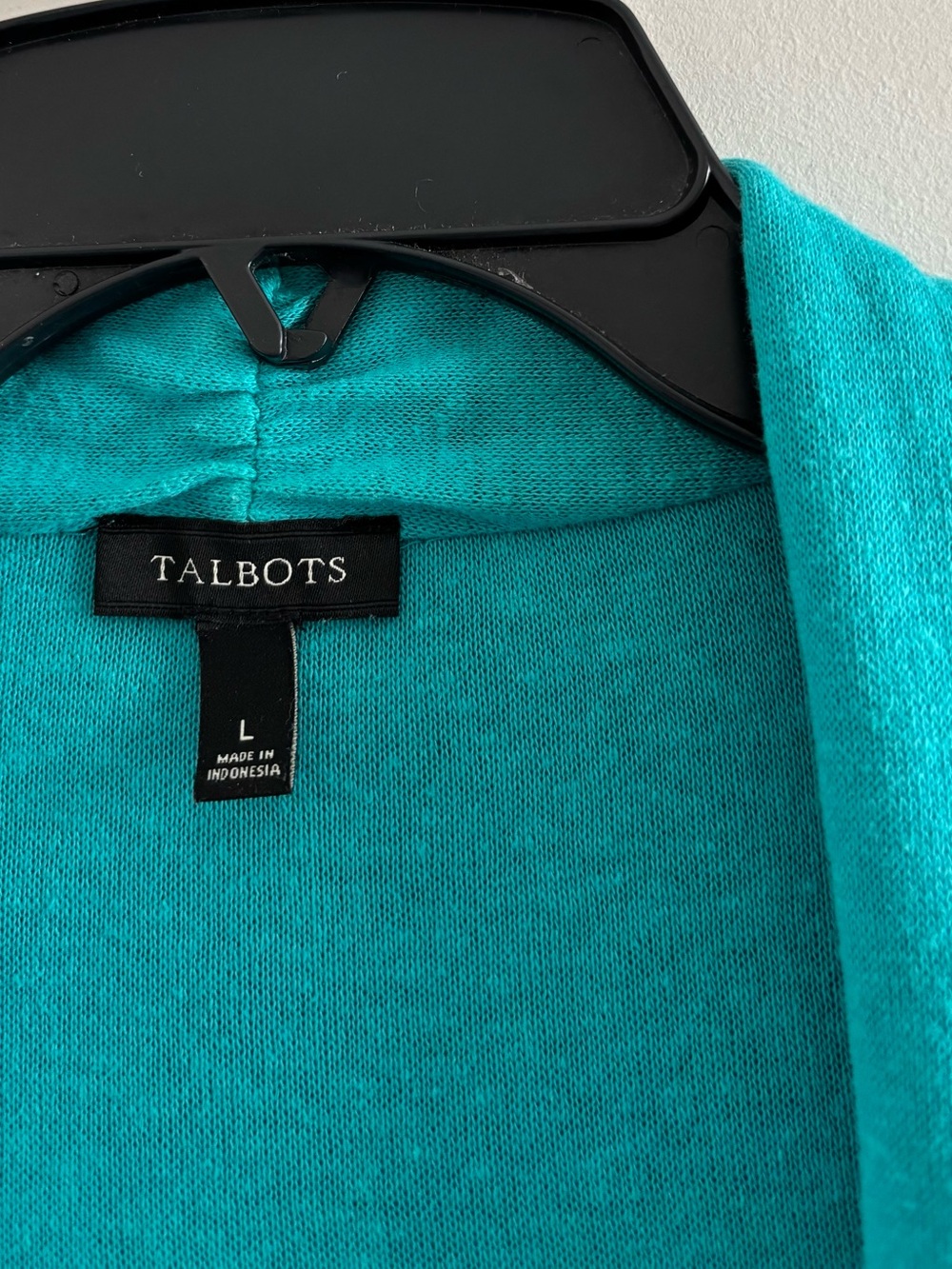 Talbots Cardigan Sweater Green Open Front Knit Shawl Collar Women L Preppy Beach - Picture 4 of 10